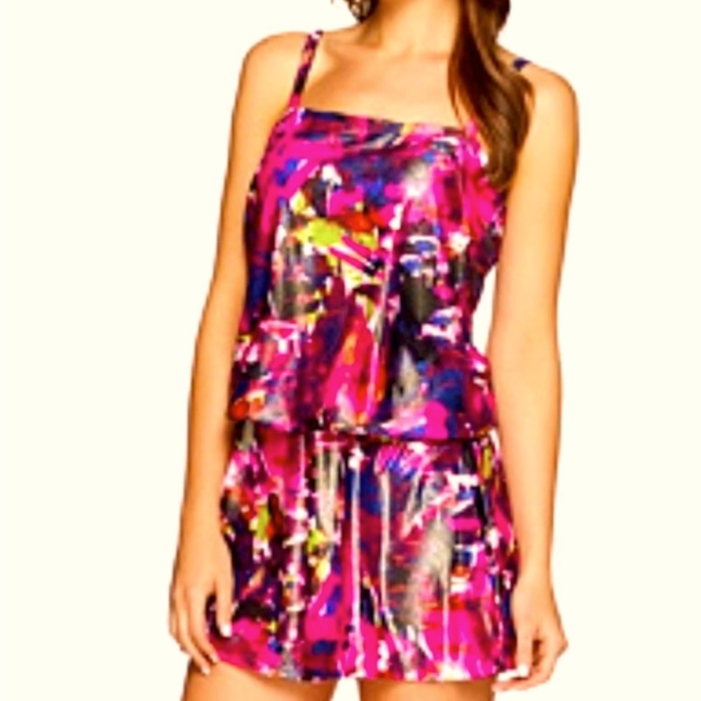 BRAND NEW St. Tropez Foiled Palm Station Blouson Romper Swimsuit SIZE 16